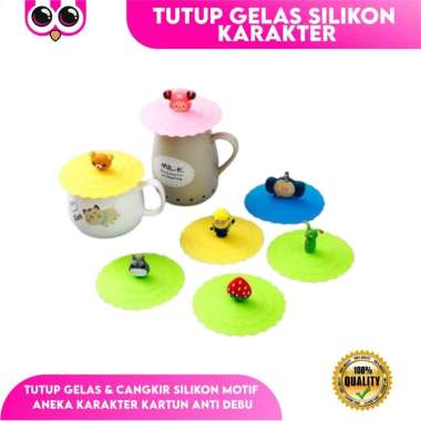 TUTUP GELAS SILIKON KARAKTER / COVER CANGKIR LUCU / COVER GELAS