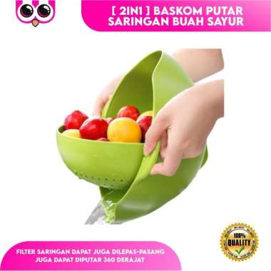 [ 2IN1 ] BASKOM PUTAR SARINGAN BUAH SAYUR 2IN1 / MANGKOK PENCUCI BUAH