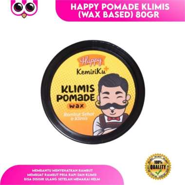 [ POMADE HAPPY KEMIRIKU ] HAPPY POMADE KLIMIS (WAX BASED) 80GR / POMADE PENATA RAMBUT