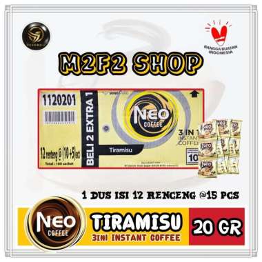 Kopi Neo Coffee Tiramisu 3in1 Sachet | Renceng GT - 20 gr (Kemasan Karton)