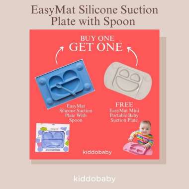 EasyMat Silicone Suction Plate With Spoon Blue