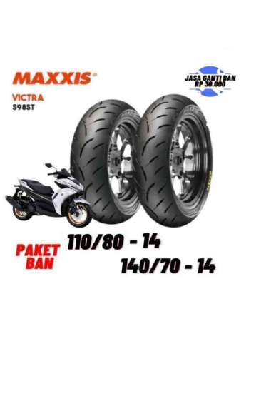 Paket Ban Maxxis Victra [110/80 - 14] & [140/70 - 14] Ban Motor Matic Tubeless Tubles Ban Aerox