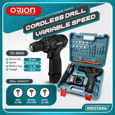 Mesin Bor Baterai 12V Cordless Drill Orion CD-6650 + 2 Battery | Bor Tangan Listrik Portable | Obeng