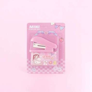 OEM ONE-A50 Staples Mini Set Karakter Animal Warna Pastel Portable / Stapler Kecil Set Isi Hekter 24