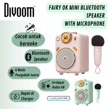 Divoom Fairy Ok Bluetooth Speaker Portable with Microphone Karaoke fairy 2 pink