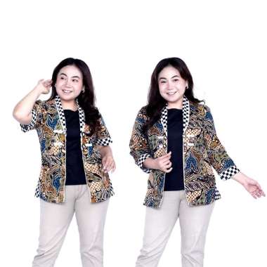 Blouse Big Size Wanita Atasan Batik Lengkap S-M-L-XL-2L-3L-4L-5L-6L-7L Model Blus Jumbo Seragam Bati