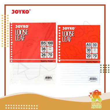 NA JOYKO Loose Leaf Isi Kertas File Binder Bergaris / Refill Isi Binder Garis 20 Lubang