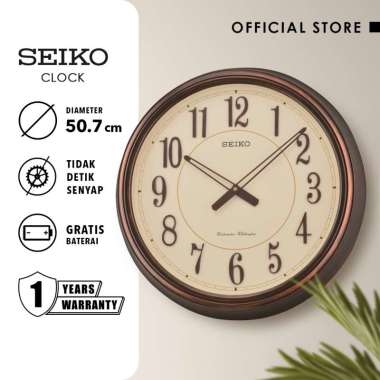 Jam Dinding Seiko Clock QXD212B 50.7cm Brown Color Beige Dial Original