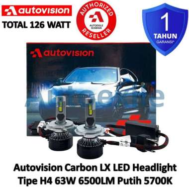 Autovision Carbon LX LED Headlight H4 12V 63W Putih 5700K Lampu Depan Mobil High Beam Low Beam