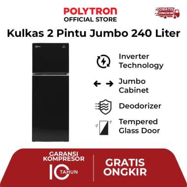 Kulkas POLYTRON Belleza JUMBO Inverter 2 Pintu 240 Liter PRW 25VX