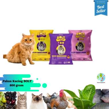 Pakan Makanan Kucing Bolt Repack 800 gram Salmon Bentuk Bulat