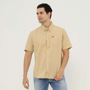 POSHBOY Basic Shirt Tokyo - Kemeja Formal Pria Lengan Pendek Polos Yellow L-XL