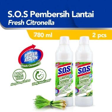 SOS Cairan Pembersih Lantai Sereh Botol 780 mL [2 pcs]