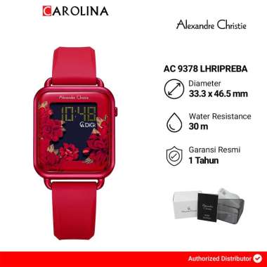 Jam Tangan Wanita Alexandre Christie Digi AC 9378 LHRIPREBA Digital Dial Red Rubber Strap