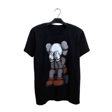Kaos Anak Unisex Tanpa Jahitan Samping Kaws / Baju Anak Unisex Hitam