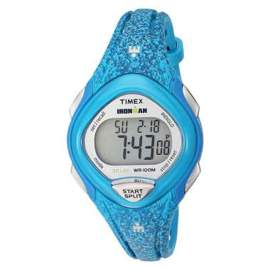 Jam Tangan Wanita Timex Ironman Sleek TW5M08800 Ladies Digital Dial Blue Resin Strap Biru