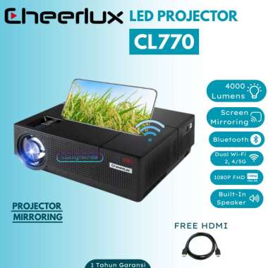 Cheerlux CL770 LED Projector 4000 Lumens Proyektor LED Full HD 1080 CL770 ANDROID
