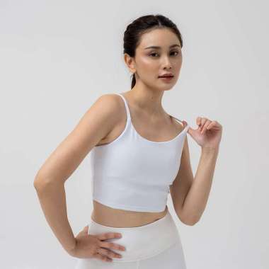 miniletics Tank Top Olahraga Wanita Feel Free Basic Crop Tank, A/B bra cup XL White