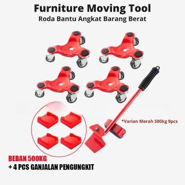 Alat Pemindah Furnitur Barang Berat Lemari 500KG Merah 9pcs Tools