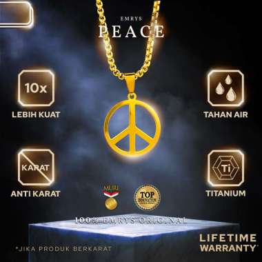 Emrys PEACE + TNT liontin set Real Titanium Anti Karat Kalung Pria Wanita GOLD