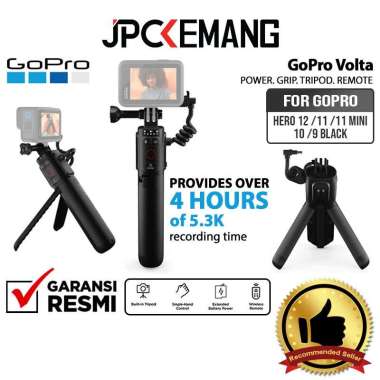 JPC KEMANG GoPro Volta Battery Grip Tripod Remote for Go Pro Hero 12 / 11 / 10 / 9 Black (APHGM-001-