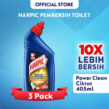 Harpic Power Clean Cairan Disinfectant Citrus 405 ml x 3 - Pembersih Toilet