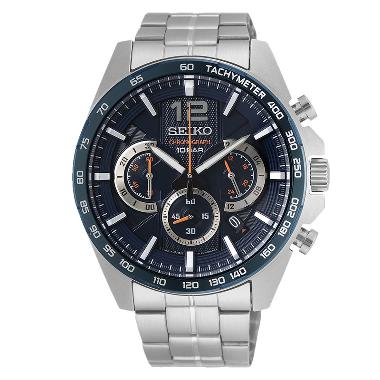Jam Tangan Pria Seiko Chronograph SSB345P1 Neo Sport Navy Dial Stainless Steel Strap Silver