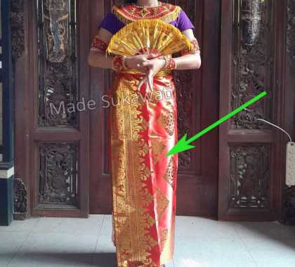Kain prada satin emas bali lembaran motif wajik Hijau
