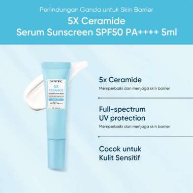 SKINTIFIC 5x Ceramide Serum Sunscreen SPF 50 PA++++ | SKINTIFIC All Day Light Sunscreen Mist SPF50 P