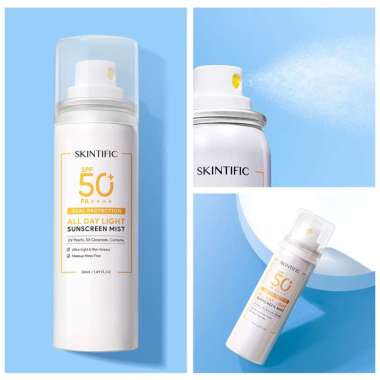 SKINTIFIC 5x Ceramide Serum Sunscreen SPF 50 PA++++ | SKINTIFIC All Day Light Sunscreen Mist SPF50 P