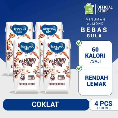Tropicana Slim Almond Drink Chocolicious 190ml (4 pcs) - Minuman Almond Ready to Drink Rasa Cokelat