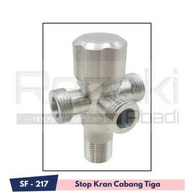 Stop Kran Cabang 3 Stainless Sus304 - Kran Kloset Wastafel Cab3-217