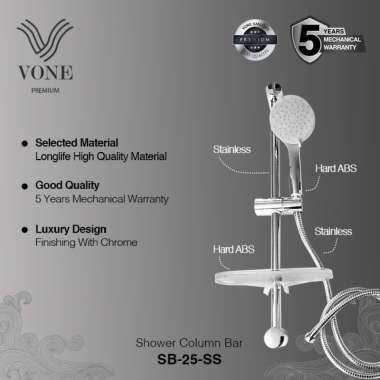 VONE Hand Shower Mandi Tiang Genggam Kepala Shower Full Set SB-25-SS ( VONE PREMIUM ) Chrome