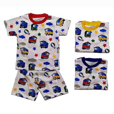 Setelan Kaos Anak Laki Laki Lengan Pendek TAYO / Baju Setelan Anak 3 - 6 Tahun Katun XXL