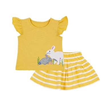 TORIO Skirt Set Cute Bunnies - Baju Setelan Anak Perempuan 1-2 tahun
