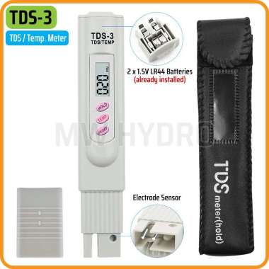 TDS Meter TDS-3, Alat Ukur Air / Nutrisi Hidroponik, Leather Case