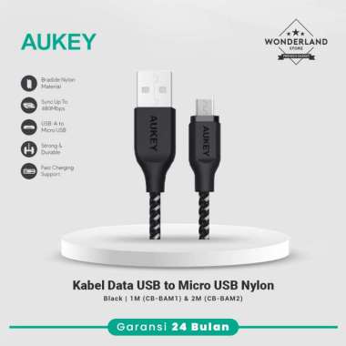 Aukey Kabel Data Micro USB Fast Charge Braided Nylon CB-BAM1/BAM2 1 Meter