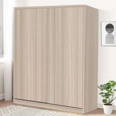 FULL KAYU - Lemari Pakaian Wardrobe Pintu Sliding / Geser Modern Minimalis - 2 Pintu Paris