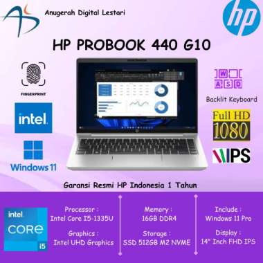 HP Probook 440 G10 9J091PT Intel i5-1335U 16GB SSD 512GB WIN 11 Pro 14"FHD IPS Backlit+Fingerprint
