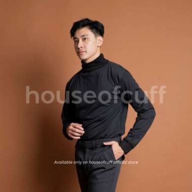 Turtle neck pria lengan panjang kaos slim fit kerah tinggi SIZE XL Hitam XL