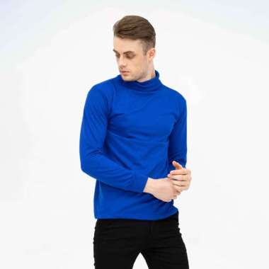 Turtle neck pria lengan panjang kaos slim fit kerah tinggi SIZE XL BIRU BENHUR XL