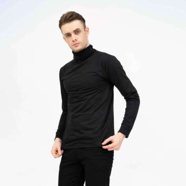 Turtle Neck Pria Lengan Panjang Kaos Slim Fit Kerah Tinggi Houseofcuff Size L Hitam