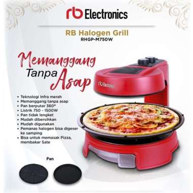 Grill Pan Pemanggang Dengan Sinar Infrared Tanpa Asap RB M750W Halogen