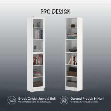 Pro Design Aquila Rak Buku Pintu Kaca Ukuran 40 Tinggi White