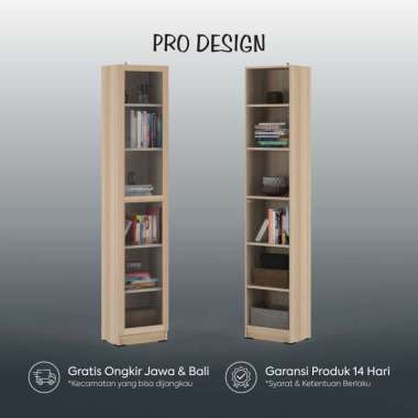 Pro Design Aquila Rak Buku Pintu Kaca Ukuran 40 Tinggi Pro Oak