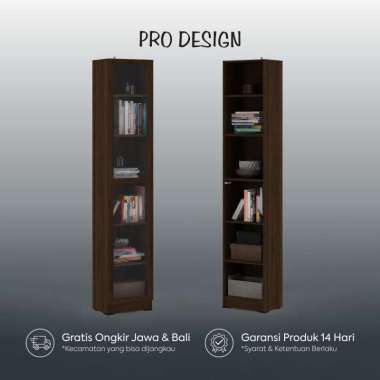 Pro Design Aquila Rak Buku Pintu Kaca Ukuran 40 Tinggi Brown Walnut