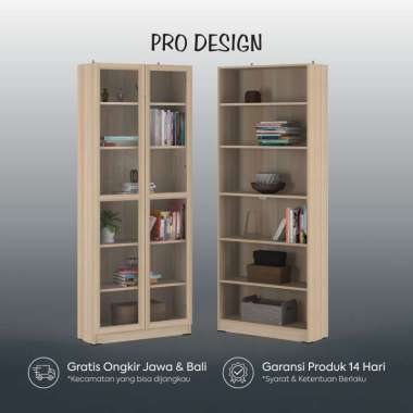 Pro Design Aquila Rak Buku Pintu Kaca Ukuran 80 Tinggi Pro Oak