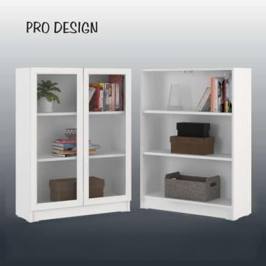 Pro Design Aquila Rak Buku Pintu Kaca Ukuran 80 Pendek White