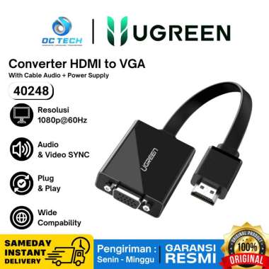 Ugreen Converter HDMI to VGA with Audio and Micro USB port Ugreen 40248 Garansi Resmi