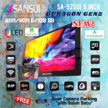 Sansui SA-5200I DURAGON GEN2 6/128 GB Android 9" Head Unit G2 + Camera